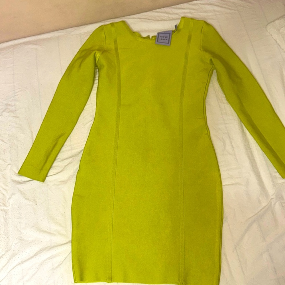 Herve leger green dress size L but runs small